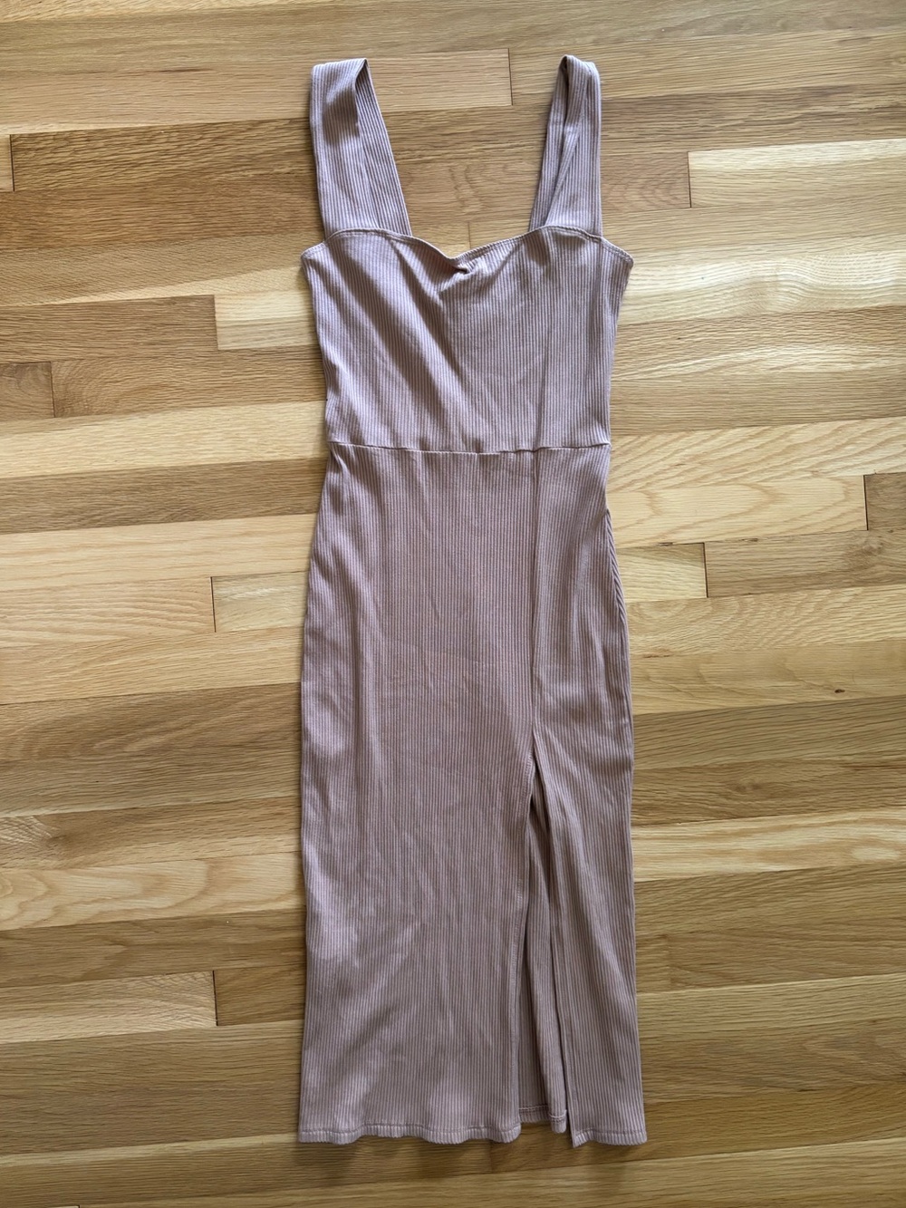 Reformation - Tan Ribbed Bodycon Midi Dress - Medium